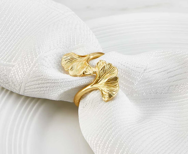Oasis Leaf Napkin Ring, Gold