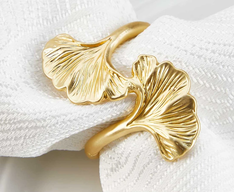 Oasis Leaf Napkin Ring, Gold