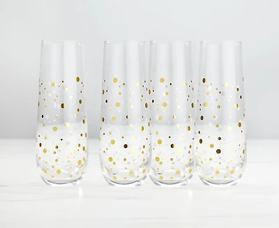 Cheers Stemless Champagne Glasses, Set of 4