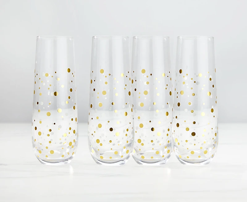 Cheers Stemless Champagne Glasses, Set of 4