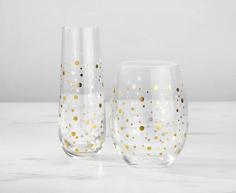 Cheers Stemless Champagne Glasses, Set of 4