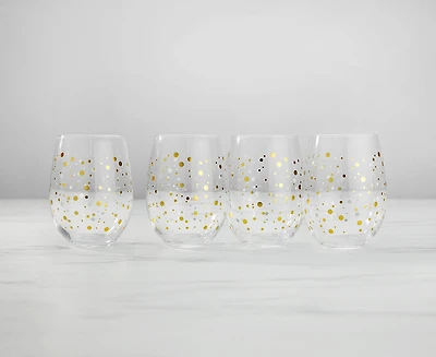 Cheers Stemless Wine Glasses, Set of 4