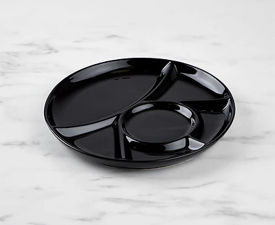 Assiette à fondue avec 6 sections, noir