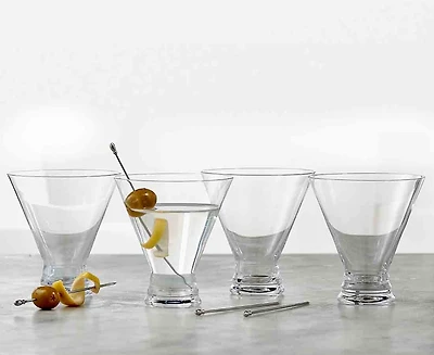 Abby Martini Glasses with Sticks, Set of 4