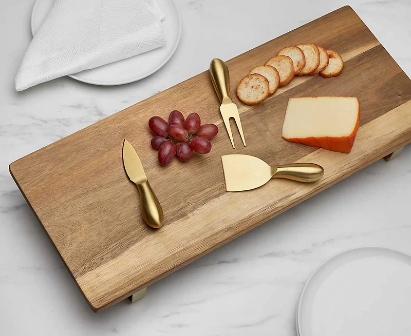 Ensemble de 3 couteaux à fromage et planche Console