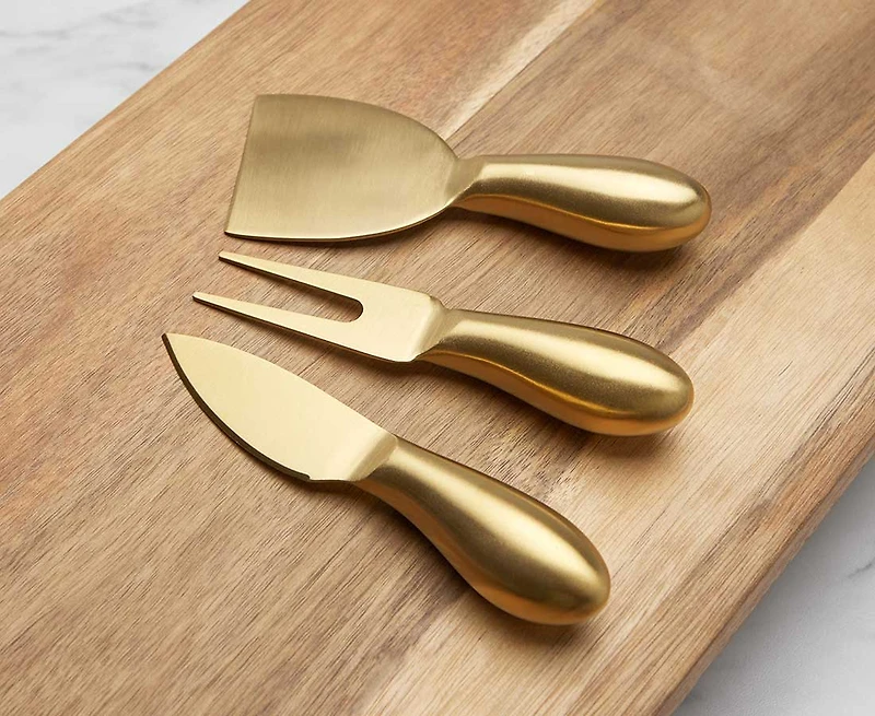 Ensemble de 3 couteaux à fromage et planche Console