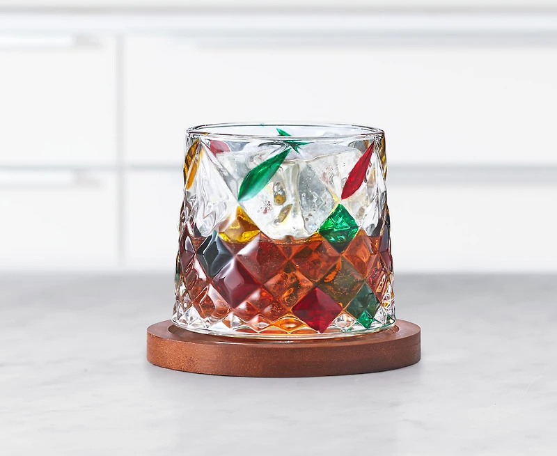 Verre à whisky Edinburgh avec sous-verre en bois