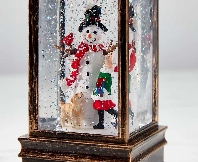 LANTERN WATER GLOBE LED SNOWMAN