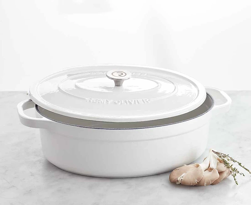Casserole en fonte Aspen Remy Olivier, 7,2L, blanc