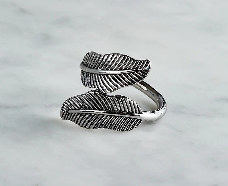 Botanical Leaf Napkin Ring, Silver