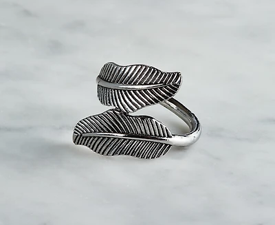 Botanical Leaf Napkin Ring, Silver