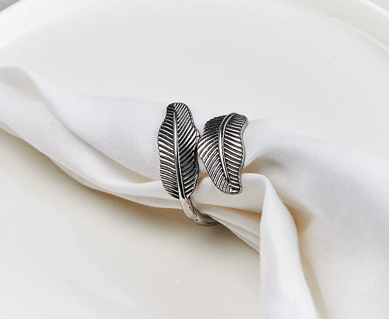 Botanical Leaf Napkin Ring, Silver