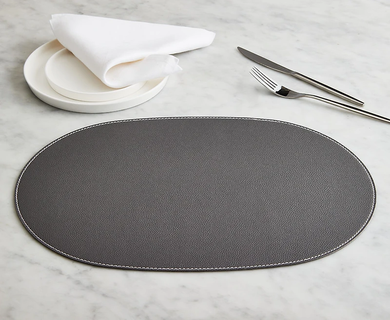 Cuero Oval Placemat, Grey