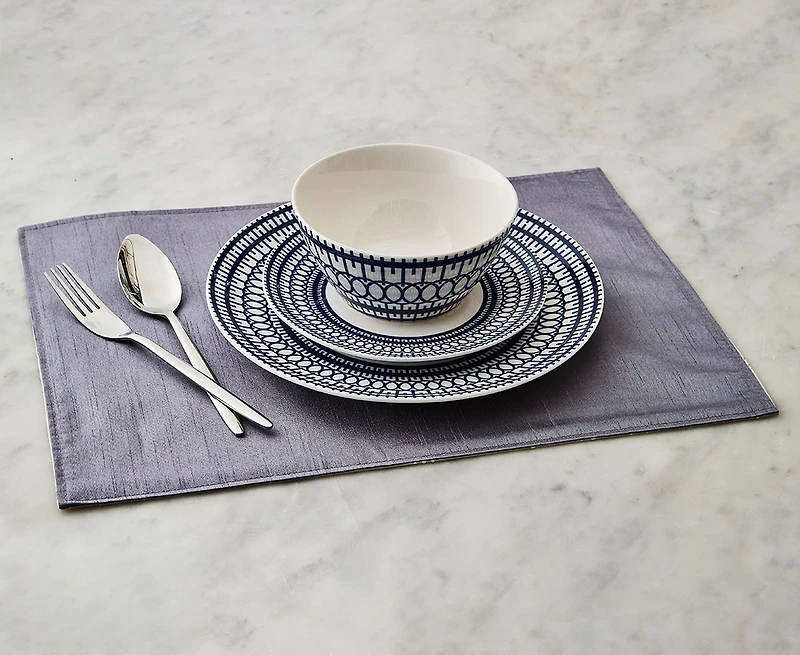 Ensemble de vaisselle de 12 pièces Gala, blanc et bleu
