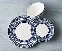 Ensemble de vaisselle de 12 pièces Gala, blanc et bleu