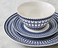 Ensemble de vaisselle de 12 pièces Gala, blanc et bleu