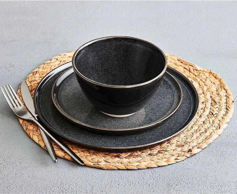 Phoenix 12-Pc Dinnerware Set, Charcoal