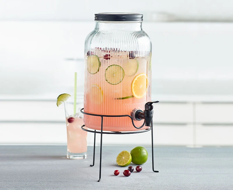Distributeur de boissons en verre Liv avec support, 5,5 L
