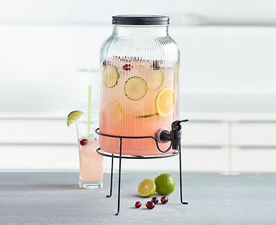 Distributeur de boissons en verre Liv avec support, 5,5 L