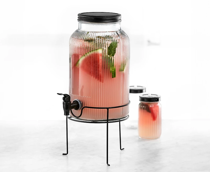 Distributeur de boissons en verre Liv avec support, 5,5 L