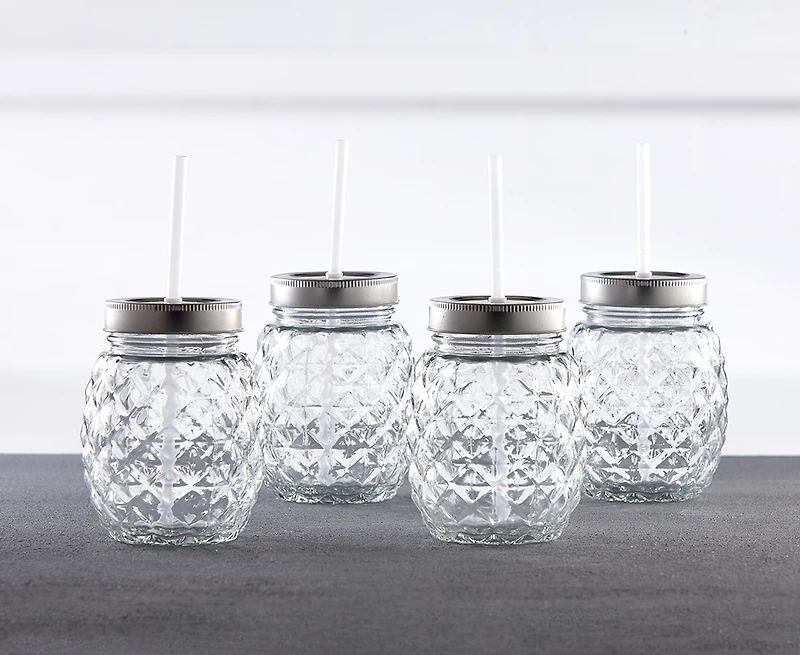 Ananas verre avec couvercle, ens. de 4