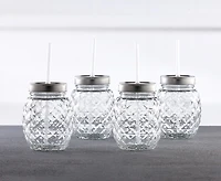 Ananas verre avec couvercle, ens. de 4