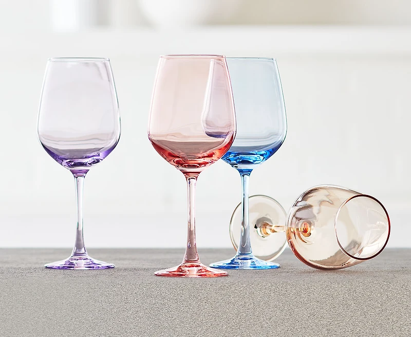 Ella Coloured Wine Glasses, Set of 4