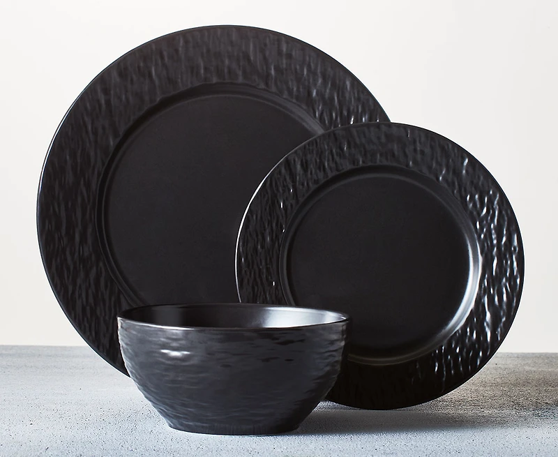 Ensemble de vaisselle de 12 pièces Stone, noir
