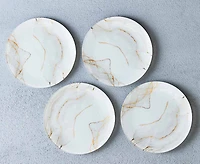 Assiettes rondes aspect marbre Carrara, ensemble de 4