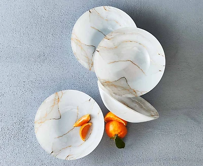 Bols ronds en verre aspect marbre Carrara, ensemble de 4