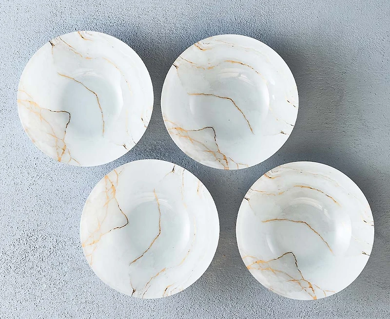 Carrara Round Marble Glass Bowls, Set of 4