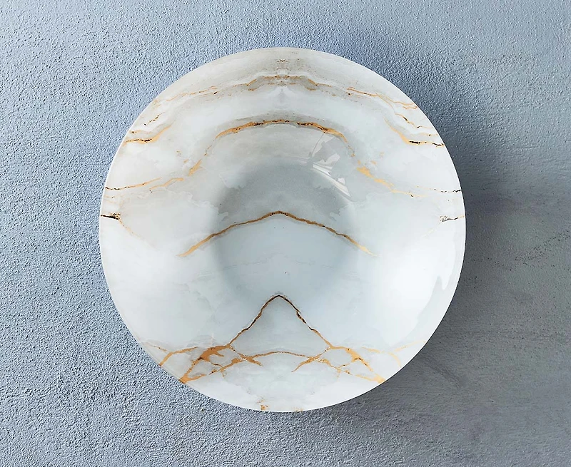 Grand bol rond aspect marbre Carrara
