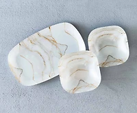 Assiettes à condiments aspect marbre Carrara, ensemble de 3
