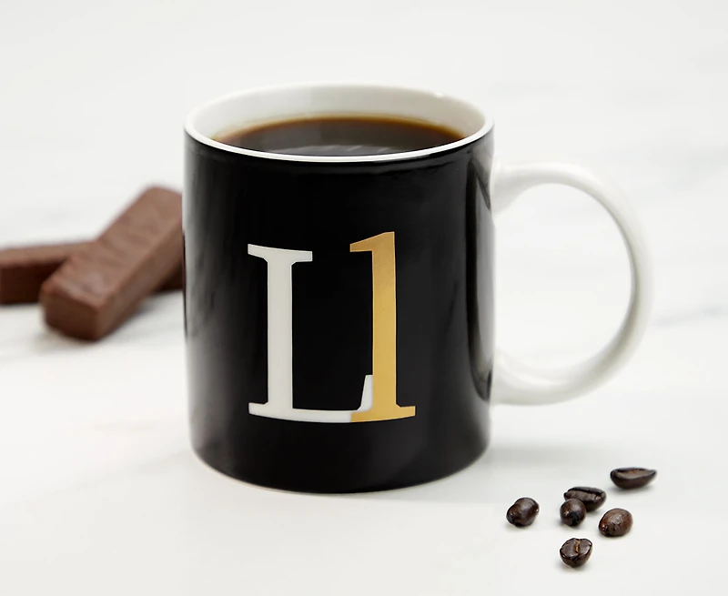 Monogram L Mug, Black, 360 ml 