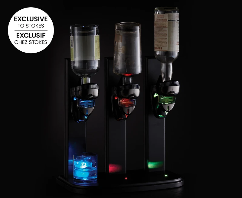 Distributeur de boissons à laser et à DEL pour trois bouteilles