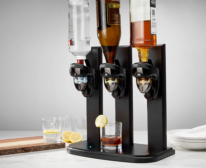 Distributeur de boissons à laser et à DEL pour trois bouteilles