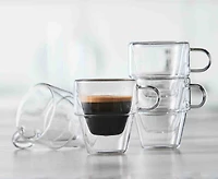 Doublico Double Wall Stackable Cortado Mugs, Set of 4,  6 oz