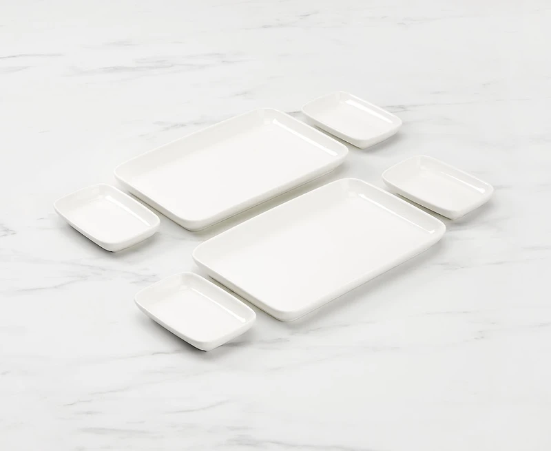 Assiettes à fondue ou à sushi Kimora, Ens. de 6, blanc