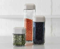 Pots de rangement en verre Casa, ens. de 3, avoine