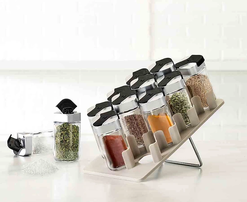 Support avec pots remplis d’épices Casa, 12 pièces