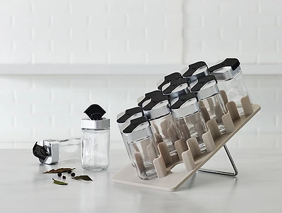 Support avec pots remplis d’épices Casa, 12 pièces