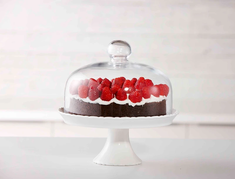 Assiette à gâteau sur pied avec couvercle en verre Chantilly, 22 cm