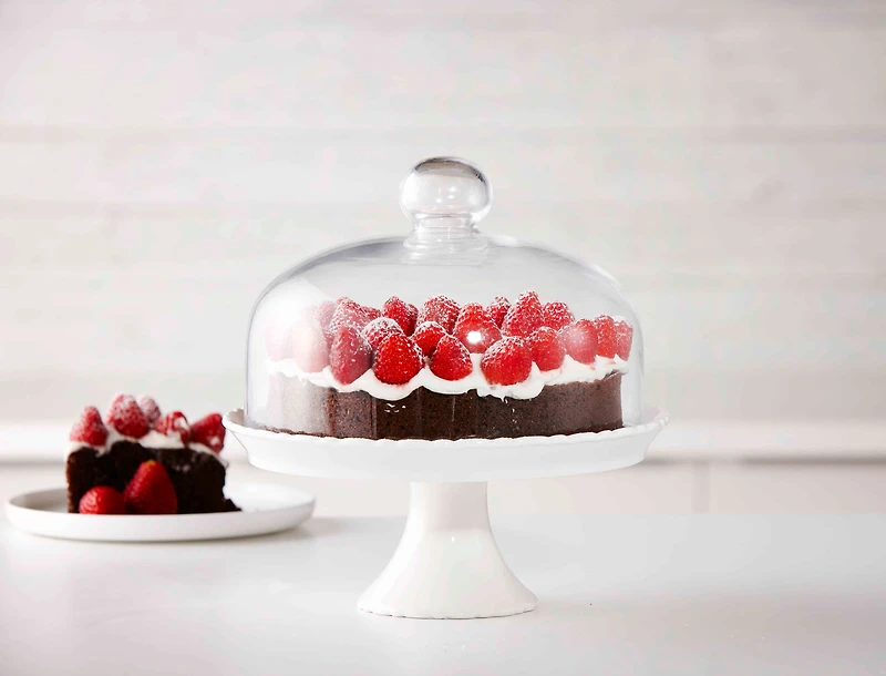 Assiette à gâteau sur pied avec couvercle en verre Chantilly, 22 cm