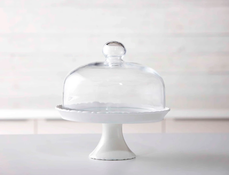 Assiette à gâteau sur pied avec couvercle en verre Chantilly, 22 cm