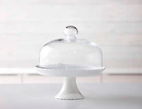 Assiette à gâteau sur pied avec couvercle en verre Chantilly, 22 cm