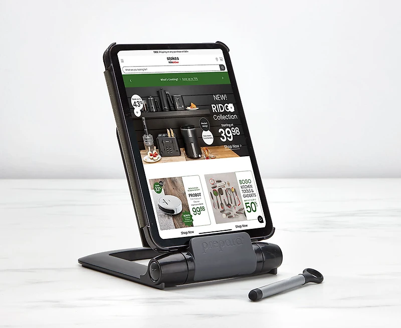 Support pour tablette et stylet de Prepara, noir et gris