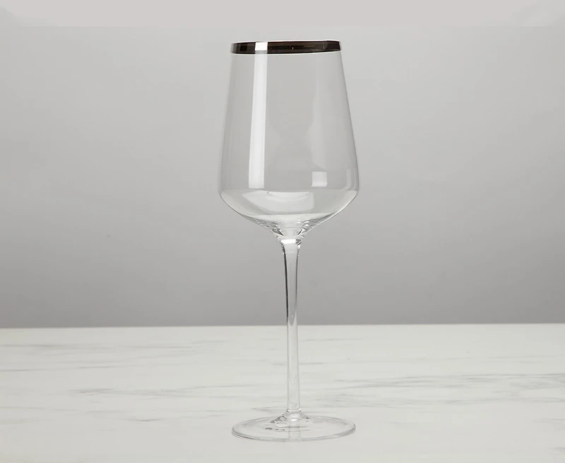 Verre à vin rouge Regis, bordure argentée, 22 oz