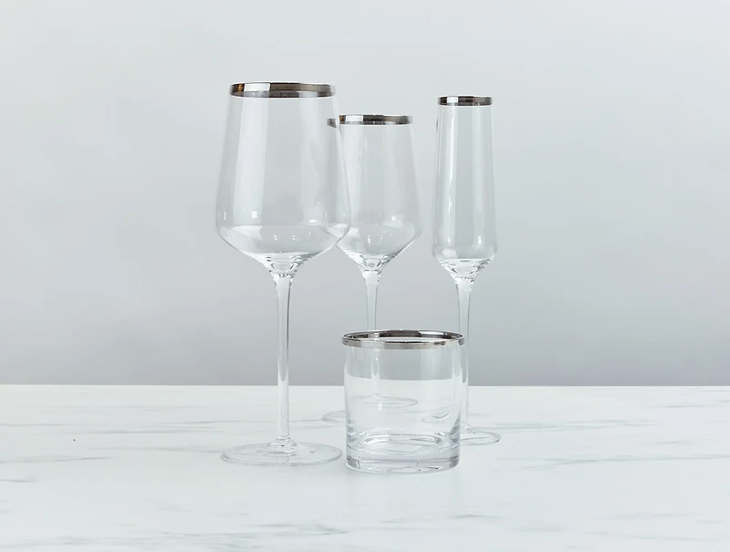 Regis Red Wine Glass, Silver Rim, 22 oz