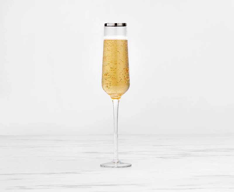Regis Champagne Glass, Silver Rim, 6.7 oz
