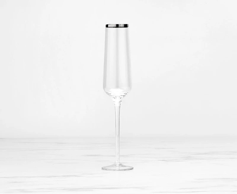 Regis Champagne Glass, Silver Rim, 6.7 oz